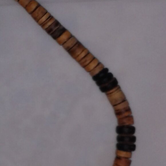 Men's brown and black wooden bead necklace 18 inches - Picture 3 of 3